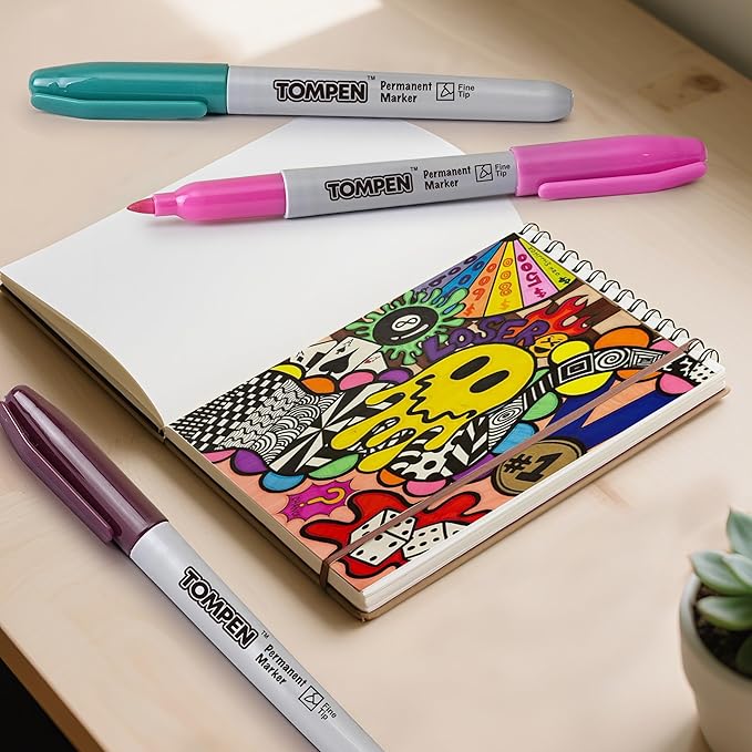 Permanent Markers,Fine Tip,160 Pack Bulk,16 Assorted Multicolor Colors,Waterproof Permanent Marker Pens with Quick Drying on Wood,Plastic,Paper,Metal,Mirror for Office School Classroom Home