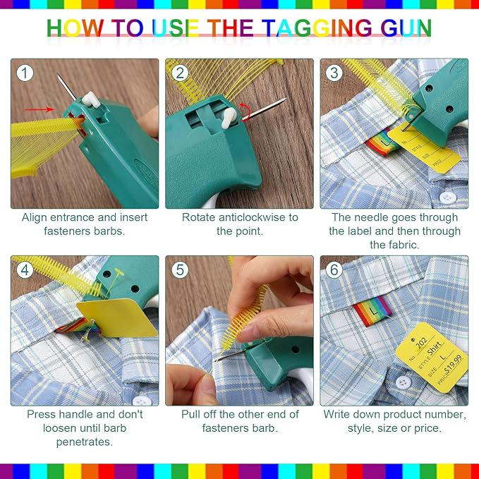 Chumia 3576 Pcs Stitch Tag Gun for Clothes, Quick Clothing Fixer, Tagging Gun with 3000 Barbs, 5 Needles and 100 Price Tags, Sewing Kit for Retail Stores, Garage Yard Sales(Colorful)