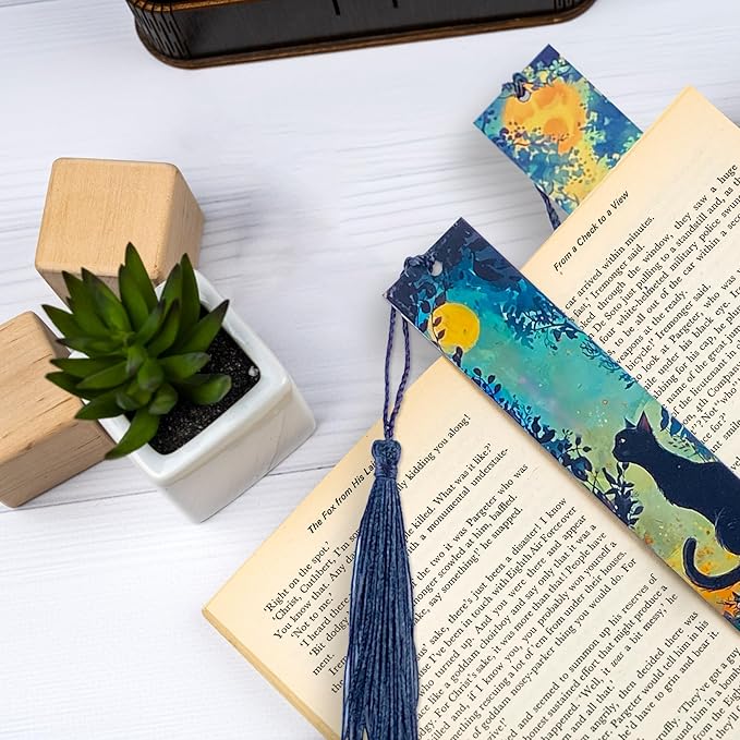 Metal Bookmark Black Cat Bookmarks for Women Men Book Lovers Book Mark Set of 2 with Tassel Reading Book Accessories Book Marks for Reading Women Men Book Lovers Gifts