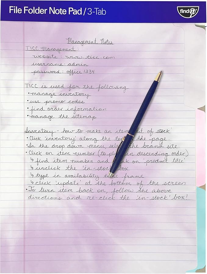 Find It File Folder Notepad - Pack of 72-9.5 x 12.5 Inch Notebook Organizer Folders for Filing, Document, and Clipboard Organization - Tie-Die