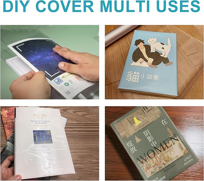 Clear Contact Paper Roll, 17.7in x 5ft Self-Adhesive Vinyl Covering Peel and Stick for Books, Shelves, Documents, Drawers & Crafts – Waterproof, Removable & Easy to Apply