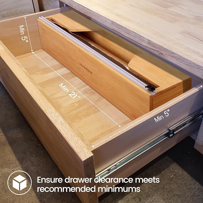 18 Inch Butcher Paper Dispenser with Cutter | Heavy-Duty Holder for Plastic Wrap, Foil, Freezer Paper & Kraft Rolls | Wall/Tabletop Bamboo Organizer | Kitchen, Crafting, Commercial Use