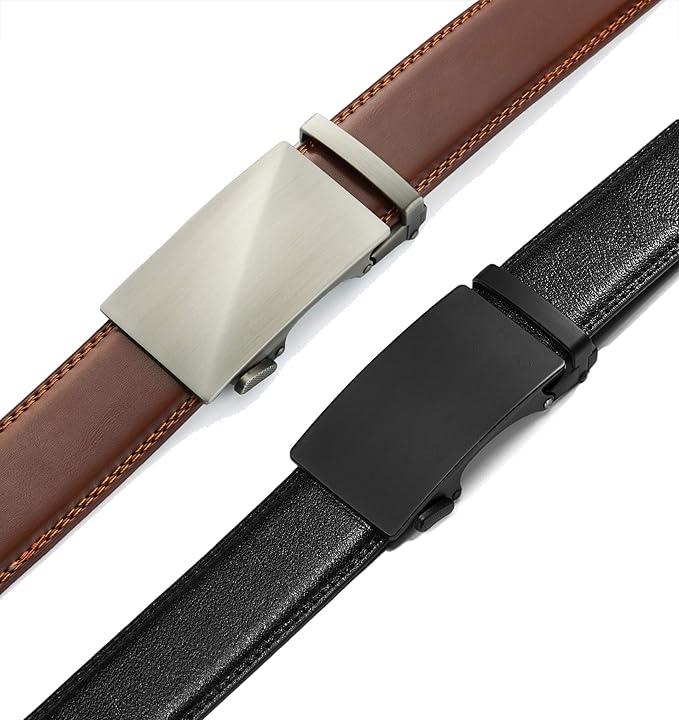 CHAOREN Leather Ratchet Belt Men 2 Pack - Customizable Fit, Effortless Style (35mm)