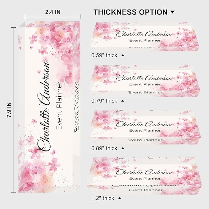 Custom Name Plate for Desk, Personalized Acrylic Office Name Sign with Name & Title, Elegant Desk Decor for Women Men, Employee Appreciation Gift (Sakura-1)