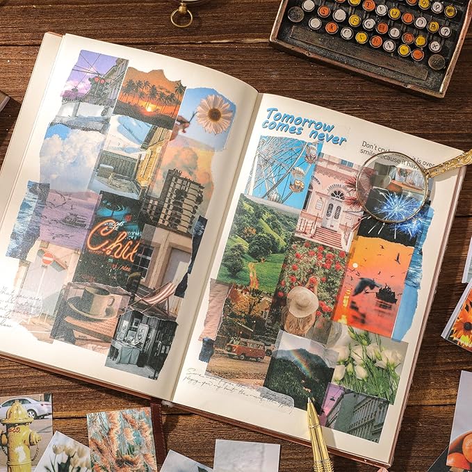 12 Sets 600 Sheets Washi Stickers for Journaling, Daily Quote Flower Nature Travel Stickers Vintage Aesthetic Scrapbook Sticker Set for Bullet Journal Art Diary Card Craft Gifts Planner Notebook