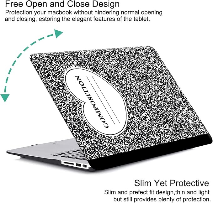 KEROM Compatible for MacBook Air 13 inch Case 2025-2022 M4 M3 M2 A3240 A3113 A2681, MacBook Air M4 13 inch Case, Protective Plastic Hard Shell & Keyboard Cover for Mac Air 13.6'', Composition Book