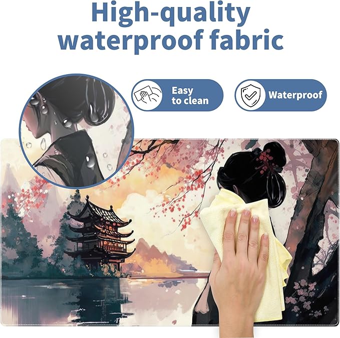 Cherry Blossom Gaming Mouse Pad Large Desk Mat Extended Keyboard Mouse Pad Pink Mousepad with Non-Slip Base and Stitched Edge Gaming Mouse Mat Desk Pad 31.5 X 15.7 in Mouse Pads for Desk Home Office