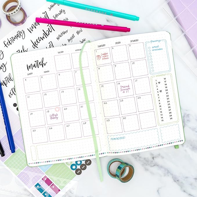 PAPERAGE Dotted Journal Notebook, (Dark Green), 160 Pages, Medium 5.6 in x 8 in - 100 GSM Thick Paper – Hardcover Journaling Notebook for Work, School & Bullet Journaling