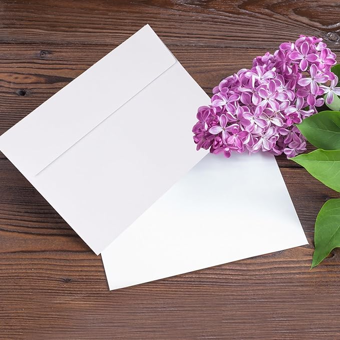5x7 Envelopes 50 Pack, A7 White Envelopes for Invitations, 5 1/4” x 7 1/4” Large for Weddings, Invitations, Greeting Cards, Postcards, Photos, Mailing, Quick Self Seal.