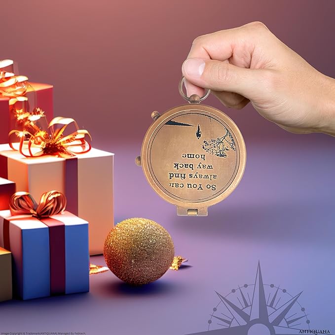 Brass Directional Engraved Compass, Baptism Gifts for Boys Girls, First Communion, Christian Gifts for Men, First Confirmation Gifts for Boys, Inspirational