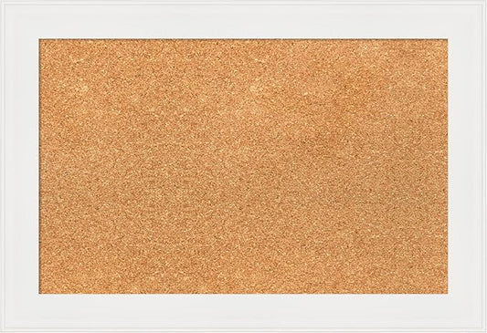 Amanti Art Natural Cork Board for Wall, 17x25 Vision Board with White Frame, Small Corkboard Office Decor for Home Organization, Casual Corkboard Pinboard to Display Items for Home Organization in
