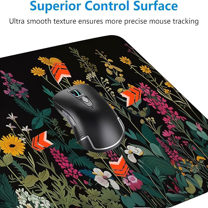 Floral Desk Pad Mouse Pad Weeds Flower Aesthetic Wildflower Mousepad XL Large Gaming Mouse Pad Laptop Keyboard Mat Desk Pad Office Home Decor for Women Girl 31.5"x11.8"