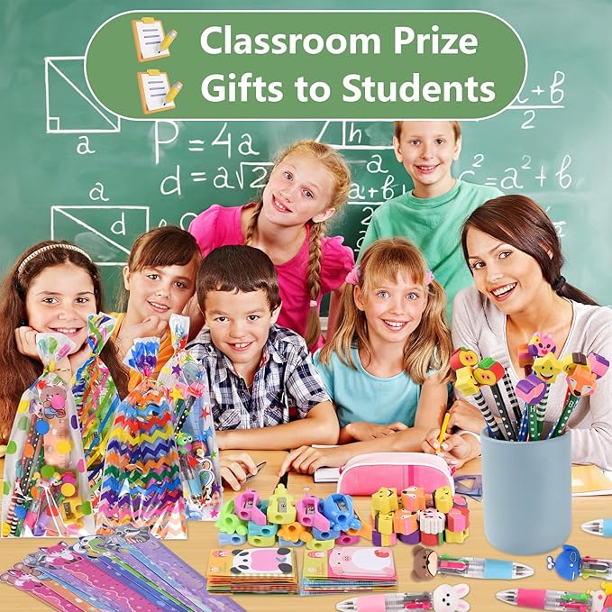 Ulema 24 Pack Cute Cartoon Animal Party Favors,Gifts for Birthday Goodie Bags School Classroom Games Rewards Stationery Set.