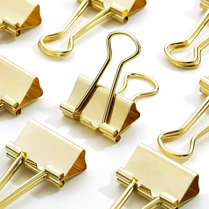 Mr. Pen- Gold Mini Binder Clips - 50 Pack, 0.75 in, Small Size, Paper Clips for Office
