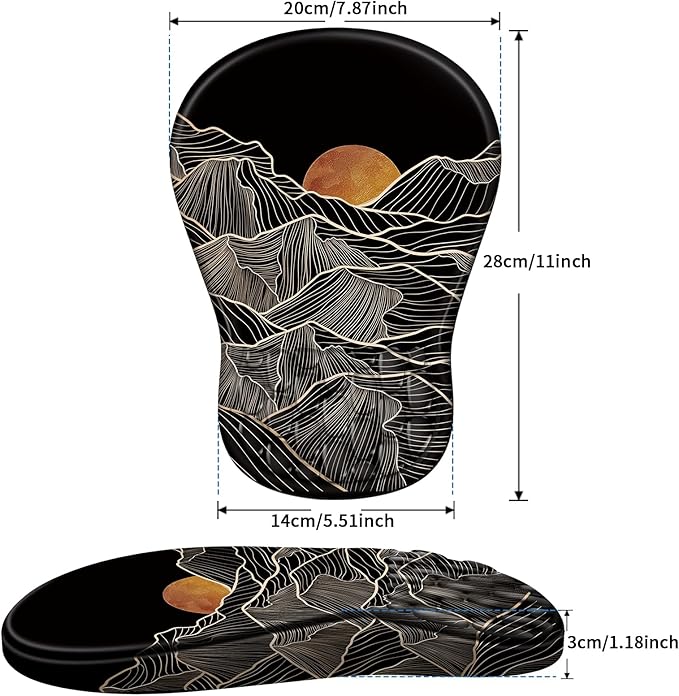 YIWEI Ergonomic Mouse Pad with Wrist Rest Support, Mousepad with Comfortable Memory Foam Wrist Rest and Non-Slip PU Base for Pain Relief, Computer, Laptop, Office, Home (Sunset)