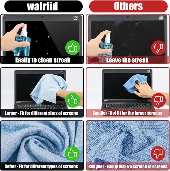 Car Screen Cleaner Spray, walrfid TV Computer Laptop Touchscreen Mist Cleaning Kit Wipe for CD Disc DVD VCD, Electronic Cell Phone iPad iPhone MacBook Pro Tablet Monitor LCD LED Flat Screens