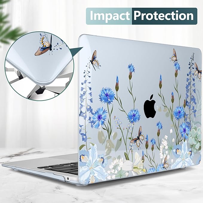 DONGKE for MacBook Air 13 Inch Case 2021-2018, Compatible with A2337 M1 A2179 A1932 Support Retina Display & Touch ID, Hard Shell Plastic Cover with Keyboard Skin - Paradise Nature