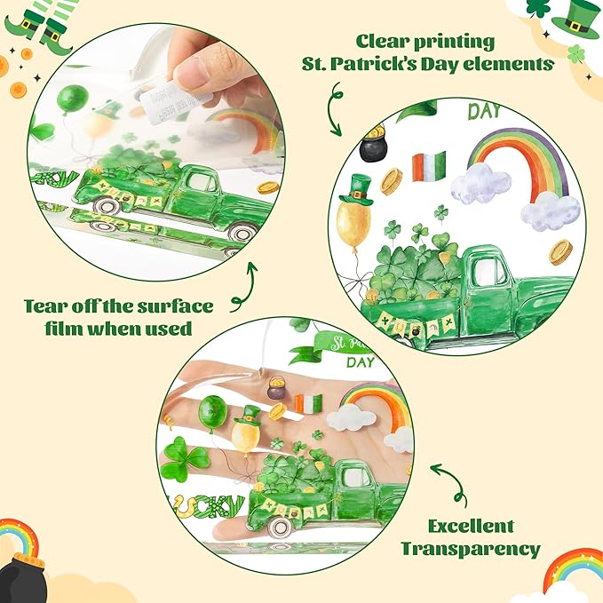 Yopyame Acrylic Gifts Irish Blessing - Happy St. Patricks Day Gift Four Leaf Clover Acrylic Heart Sign Desk Decor for Table Lucky Shamrocks Keepsake Paperweight for Women Home Office Desk Shelf Mantle