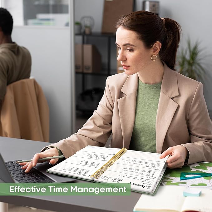 2026 Planner, Weekly and Monthly Calendar Planner, January 2026 - December 2026, Hardcover 2026 Calendar Planner Book with Tabs For Women & Men, Inner Pocket, Spiral Bound, Perfect for Office Home School Supplies - A4 (8.5" x 11"), Green