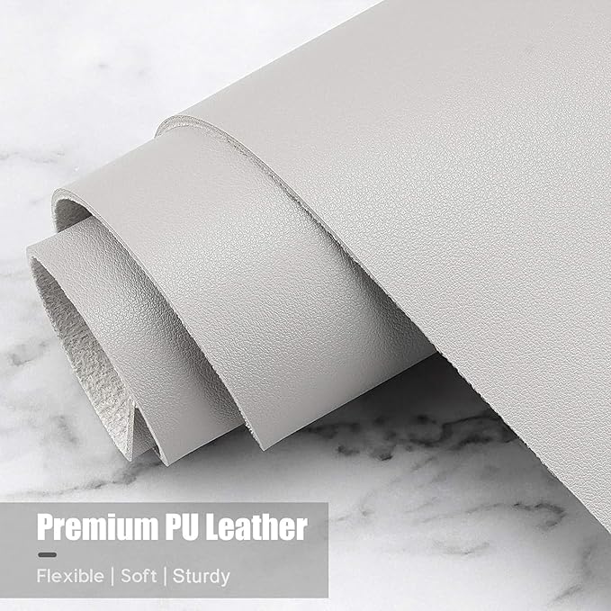 Hsurbtra Desk Pad, 35.5" x 17" PU Leather Desk Mat, XXL Extended Mouse Pad, Waterproof Desktop Blotter Protector, Non-Slip Ultra Thin Large Laptop Keyboard Writing Mat for Office Home, Gray