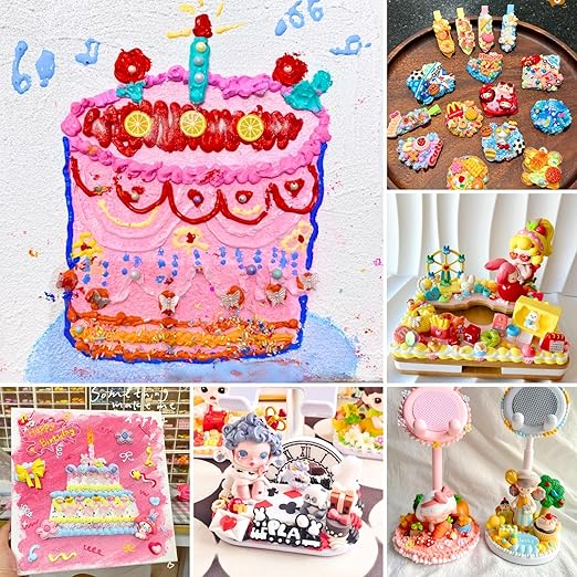 ASTRYAS Cream Glue,10Pcs 100g Decoden Fake Whipped Cream Glue DIY Phone Case Kit with Plastic Piping Tip for DIY Handmade Craft Decoration - Pony Color