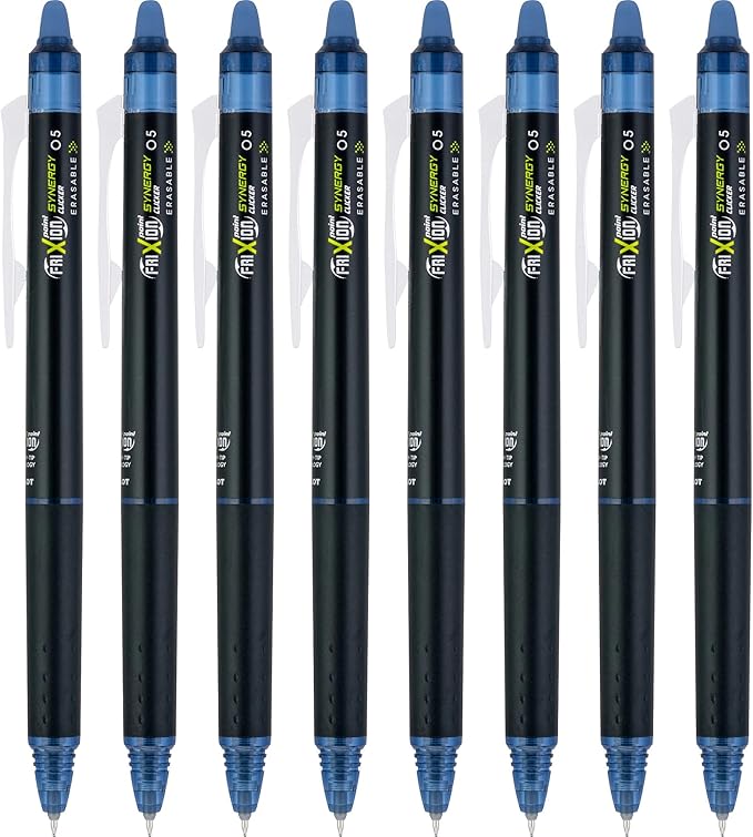 PILOT FriXion Synergy Clicker Erasable Gel Ink Pens, Extra Fine Point, Navy Ink, 8-pack (17852)