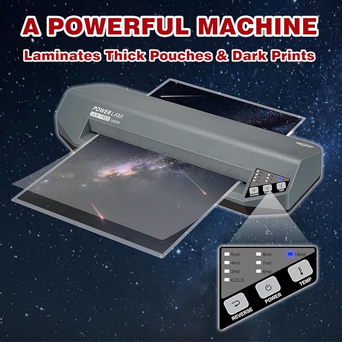 SINCHI 13" Thermal Laminator Machine – 3–10 Mil, 48s Warm-Up, 17s/Sheet, Heavy Duty No-Jam Design, Works with Cardstock & Dark Prints, Includes 10 Sheets, Ideal for Office, School & Business Use