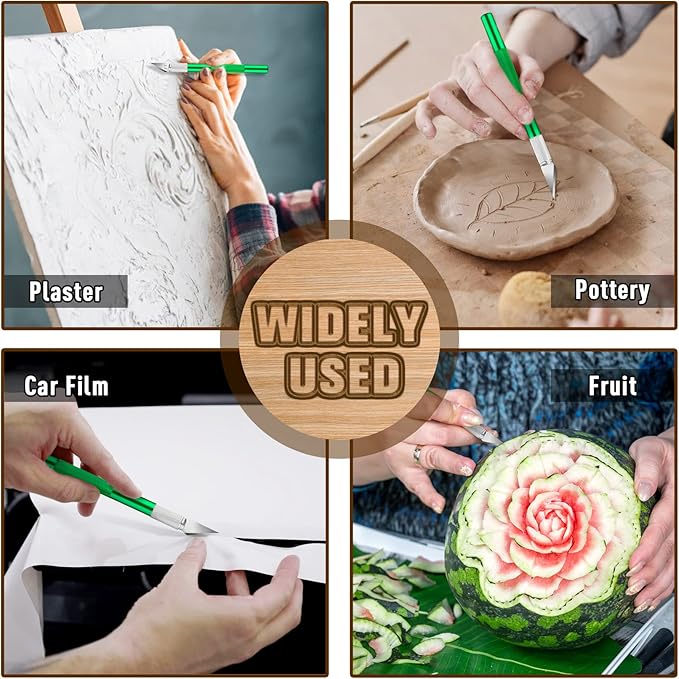 DIYSELF 2 Pack Exacto Knife Set, Precision Knife for Paper, Carving Blades for Crafts, Craft Knife for Wallpaper, Art Knives, Hobby Knife with 20 High Carbon Steel Exacto Knife Blade #11(Green)