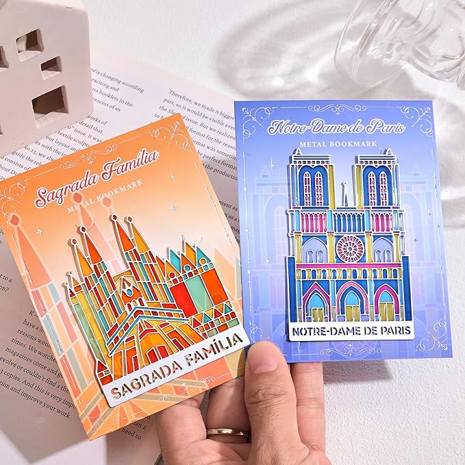 2pcs Metal Bookmarks with Transparent Design, Cute Book Marks for Readers, Aesthetic Book Markers for Kids, Teens, Teachers, Students, Book Accessories Gifts for Book Lovers, Reading Women and Men