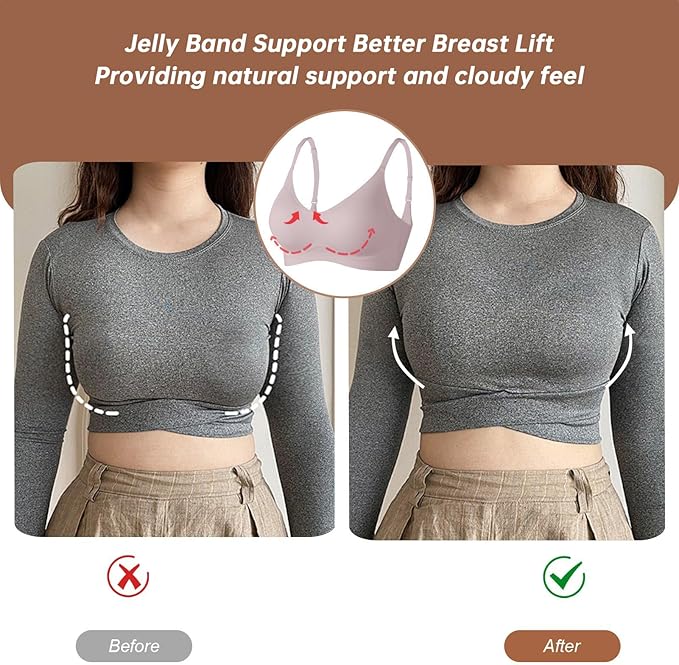 OEAK Womens Wireless Bras Comfortable Push Up Bra No Underwire Bra Full Support Lift Bralette Everyday Seamless Tshirt Bras