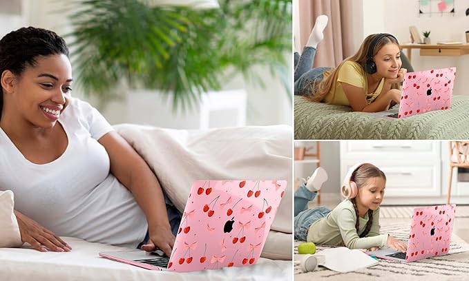 TWOLSKOO Compatible with MacBook Pro 13 inch Case 2023-2016 A2338 M2/M1 A2251 A2289 A2159 A1989 A1706, Plastic Hard Shell Cover & Keyboard Skin & Screen Protector, Cute Cherry