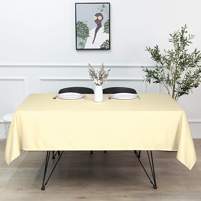 sancua Rectangle Tablecloth - 54 x 120 Inch - Water Resistant Spill Proof Washable Polyester Table Cloth, Decorative Fabric Table Cover for Dining Tables, Buffet Parties and Camping, Beige