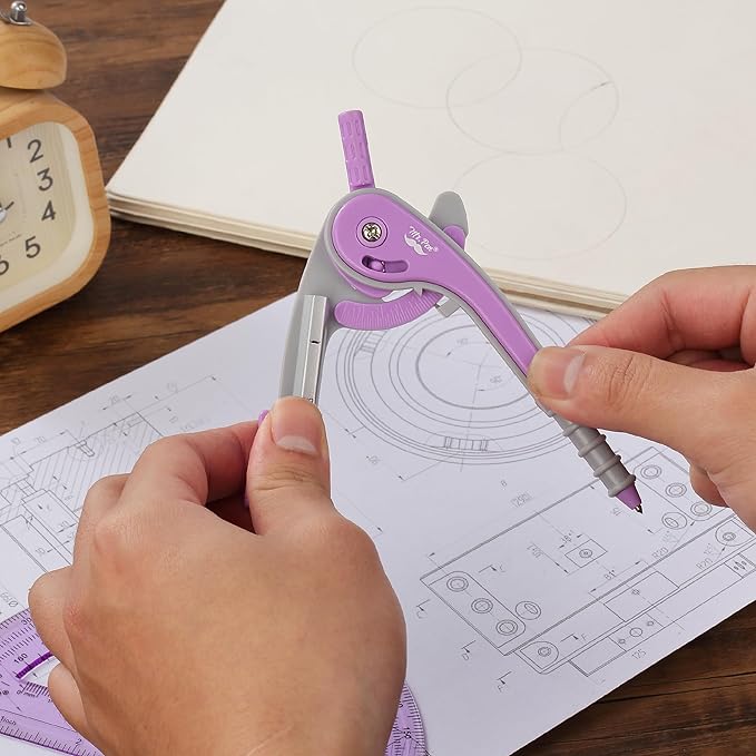 Mr. Pen- Compass and Protractor Set, Purple, Compass Geometry Tool, Protractor and Compass Set, Compass Drawing Tool, Drawing Compass, Protractor Set, Geometry Compass, Back to School Supplies