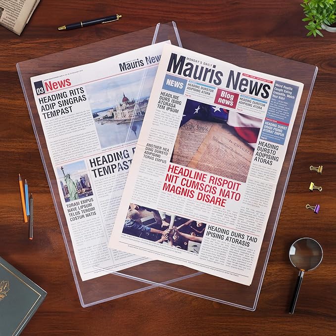 Ndsox 5 Pack 11" x 17" Rigid Print Protectors - Heavy Duty Hard Plastic Sheet Page Protectors - Crystal-Clear Menu Holders - Top Loading Art Prints Sleeves for Documents Magazines Posters Photographs