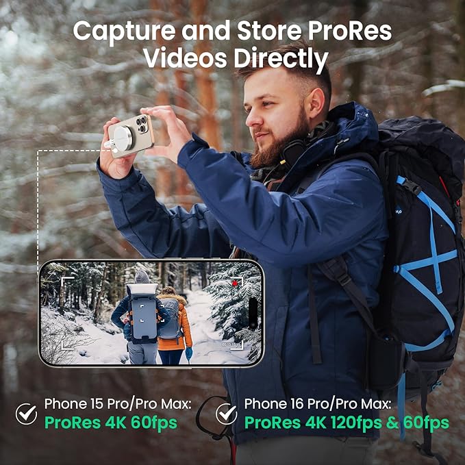 2TB Magnetic Portable SSD, External Solid State Drives with USB-C 3.2 Gen 2x2, Speed Up to 2000MB/s, Compact & Durable, Compatible with iPhone 15/16 Series and Other USB-C Devices, White