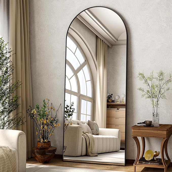 HARRITPURE Arch Floor & Full Length Mirrors - 68" x 24" Body Length Mirror Big Mirror for Bedroom Standing/Hanging/Leaning Wall-Mounted Black
