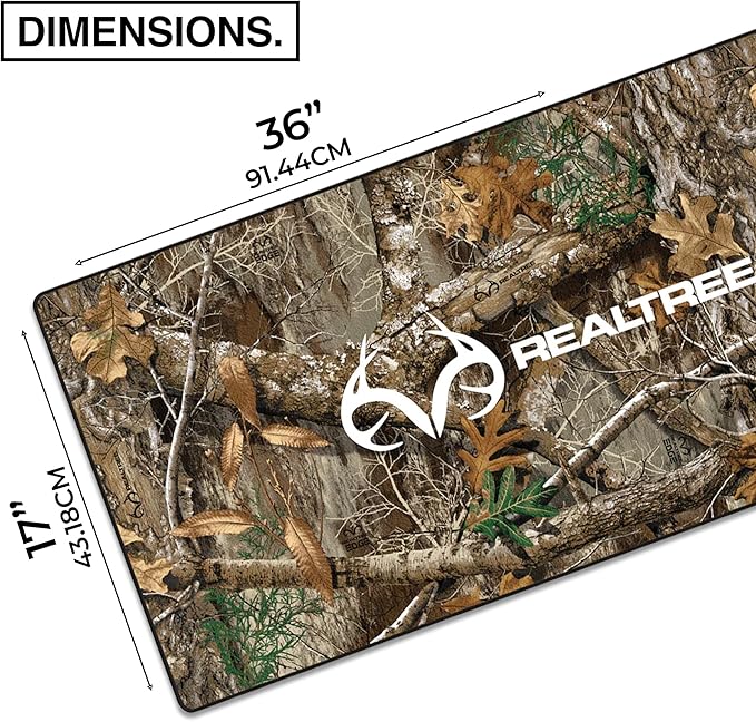 MPCO. Real Tree Large Gaming Desk Pad - 36" x 17" Duraglyde Fabric Edge Green – Without Logo Desk Mats - Non-Slip, Washable, Smooth Glide for Precision Gaming & Work