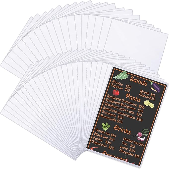 Henoyso 45 Pcs 8.5" x 14" Menu Cover Rigid Print Protectors Clear Heavy Duty Menu Holder Poster Protector Sleeve Hard Plastic Paper Sleeves for Page Sheet Photographs Document Birth Certificate