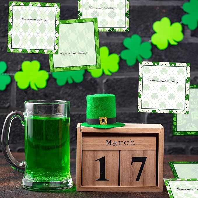 9 Pieces St. Patrick's Shamrock Sticky Notes Shamrock Sticky Notes Self-Adhesive St. Patrick's Sticky Note Pads Sticky for School Office Home Supplies Students Teachers Presents