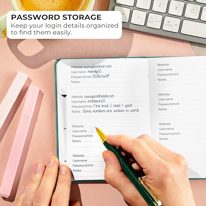 Clever Fox Password Book with alphabetical tabs. Internet Address Organizer Logbook. Small Pocket Password Keeper for Website Logins (Turquoise)