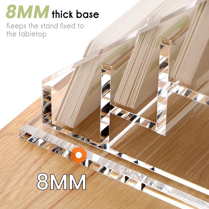 YUXUN Business Card Holder for Desk Clear Acrylic Business Cards Display Stand Name Card Holder Case Organizes 200 Cards-4 Slot 4 Tier 1 Pack(4 slot-H)