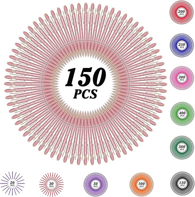 Max 500 Pcs Personalized Pens Bulk, Custom Pens with Free Engraving, Customized Stylus Tip Ballpoint Pen with Your Name Massage Text for School Office Business Graduation Anniversaries-150 Packs
