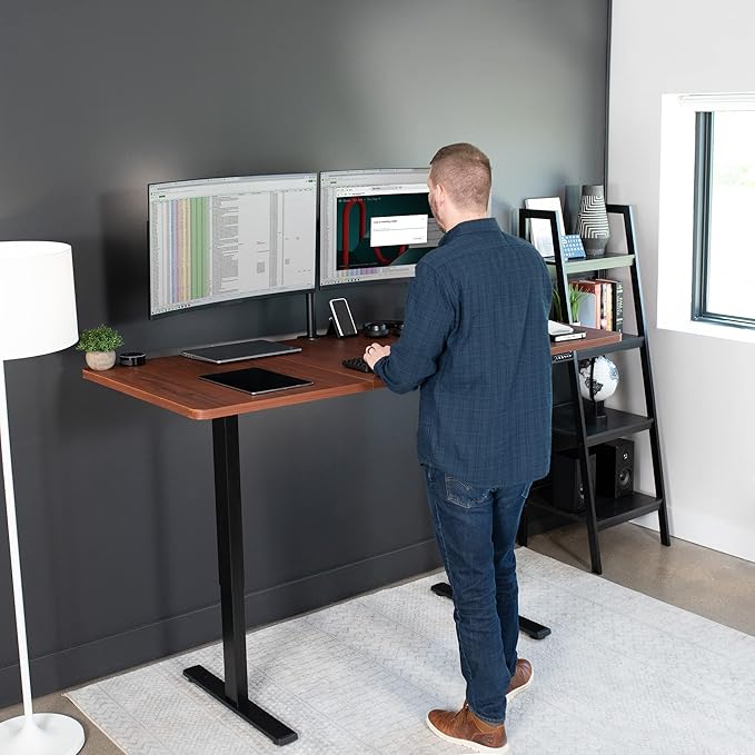 VIVO Electric 71 x 30 in Standing Desk, Memory Height Adjustment, 1B Series, Dark Walnut Top Black Frame, DESK-KIT-1B7D