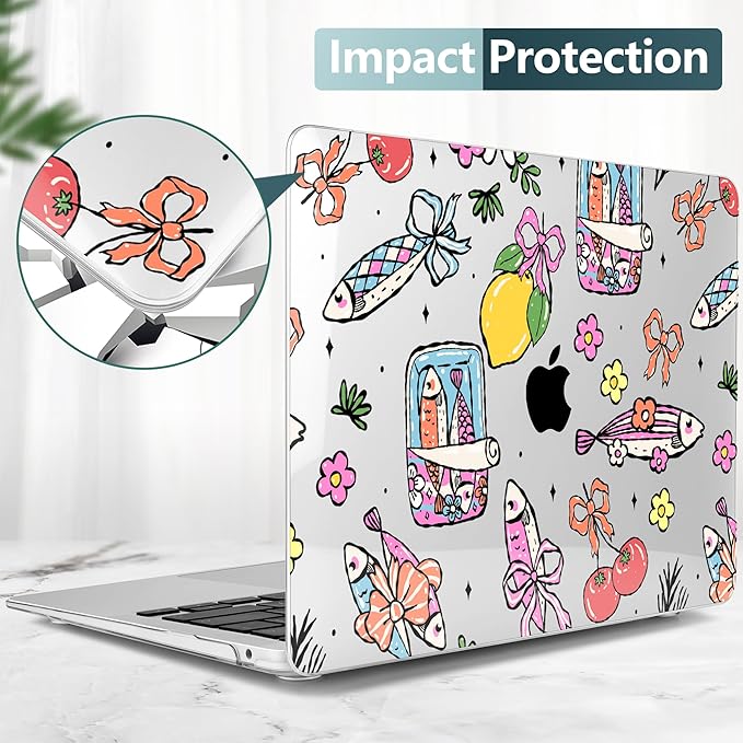 DONGKE for MacBook Air 13 Inch Case 2021-2018, Compatible with A2337 M1 A2179 A1932 Support Retina Display & Touch ID, Hard Shell Plastic Cover with Keyboard Skin - Sardine