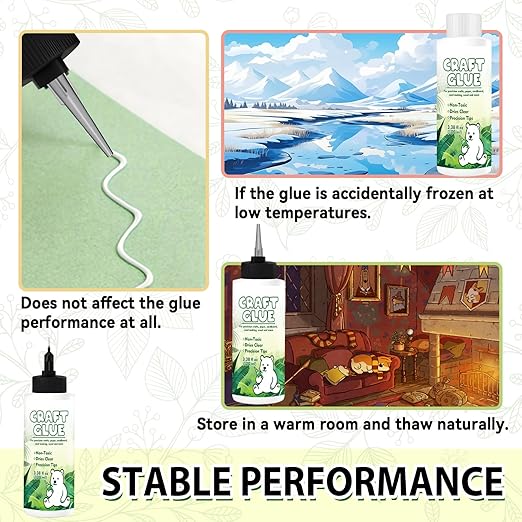 Craft Glue Bottle with Fine Tip, Craft Glue Quick Dry Clear for Precision Paper Crafts, Scrapbooking Supplies, Card Making (100ml)