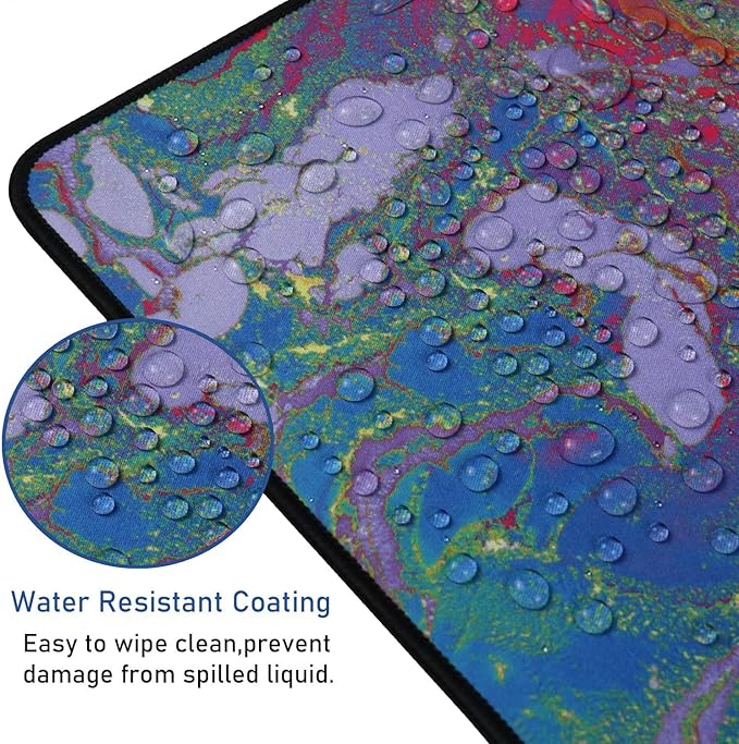 Large Extended Gaming Mouse Pad with Stitched Edges, Durable Non-Slip Natural Rubber Base, Waterproof Computer Keyboard Pad Mat for Esports Pros/Gamer/Desktop/Office/Home - Red Green