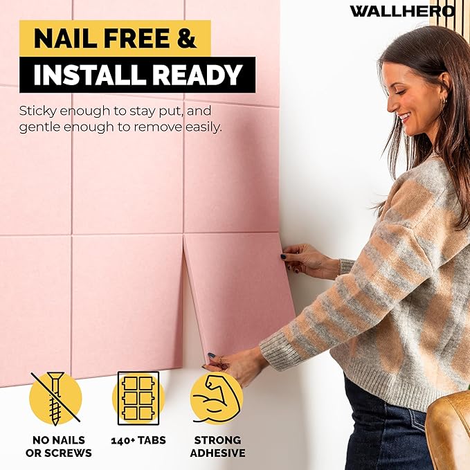 Cork Board for Office, 59" x 36" | 15 Pack | Cork Board Tiles, Large Vision Board, Wall Board, Large Corkboard, Cork Panel, Felt Wall Panels, Cork Panels, Corkboard Roll (Pink)