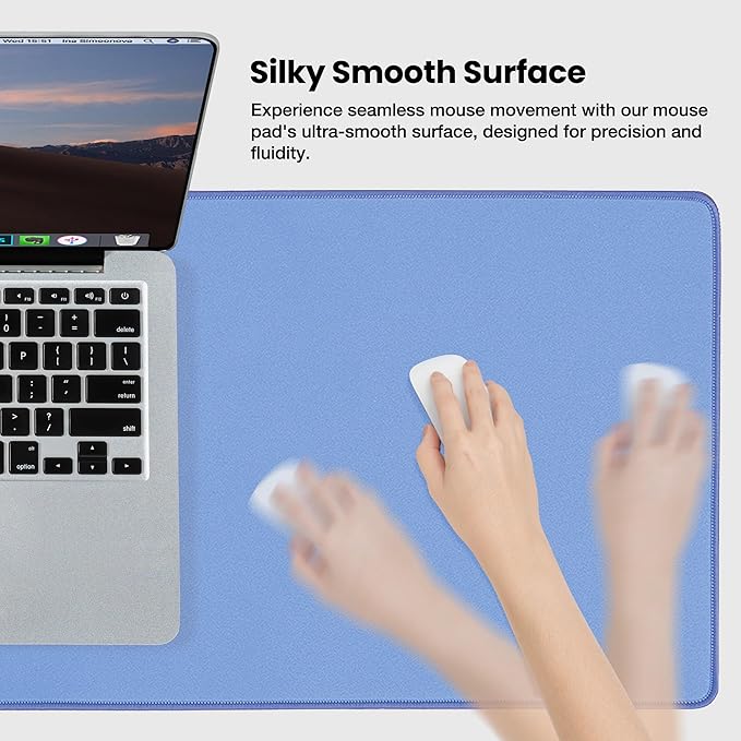 ALOANES Waterproof Mouse Pad, XL Gaming Keyboard Pad with Anti-Slip Base, Grain Jacquard Surface, Extend Desk pad for Gamer, Office & Home, Blue Mousepad 31.5''x 11.8''x 0.12''