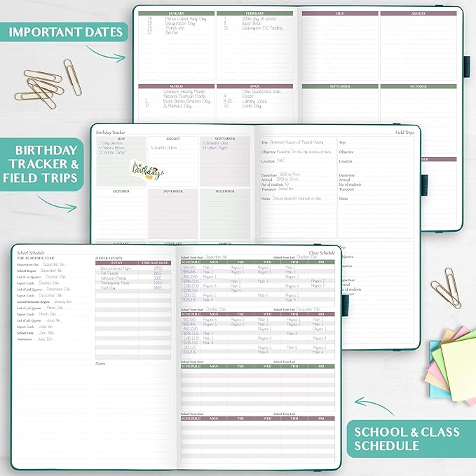 Legend Teacher Planner – Undated Lesson Plan Book for Teachers with Weekly & Monthly Calendars - Classroom Organization & School Year Planner – 8.5”x11.5” Hardcover (Viridian Green)
