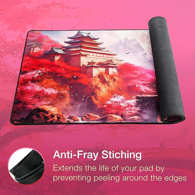 GUNMJO Cherry Blossom Extended Gaming Mouse Pad, Ultra-Smooth Surface for Pixel-Precise Mouse Control, Durable Anti-Fray Stitching, Non-Slip Rubber Base, for Gamer, Office & Home, Light & Portable